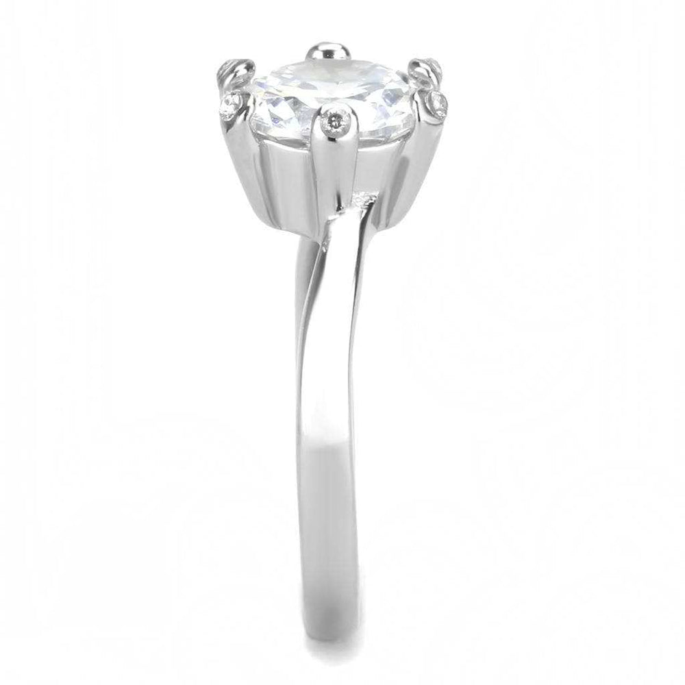 TK3700 - High polished (no plating) Stainless Steel Ring with AAA Grade CZ in Clear - Alamode - Flyclothing LLC