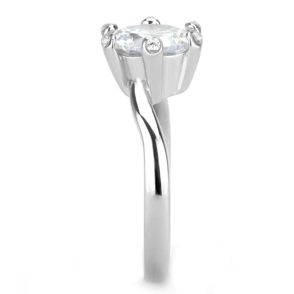 TK3700 - High polished (no plating) Stainless Steel Ring with AAA Grade CZ in Clear - Alamode - Flyclothing LLC