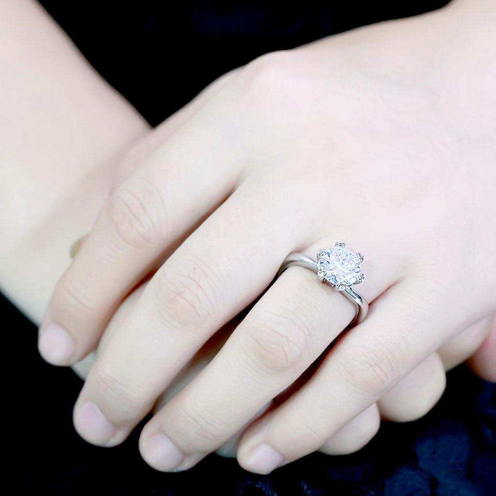 TK3700 - High polished (no plating) Stainless Steel Ring with AAA Grade CZ in Clear - Alamode - Flyclothing LLC