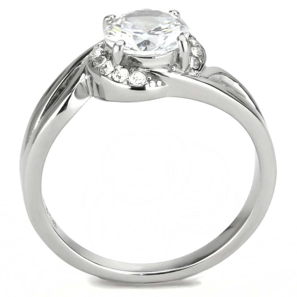 TK3701 - High polished (no plating) Stainless Steel Ring with AAA Grade CZ in Clear - Alamode - Flyclothing LLC