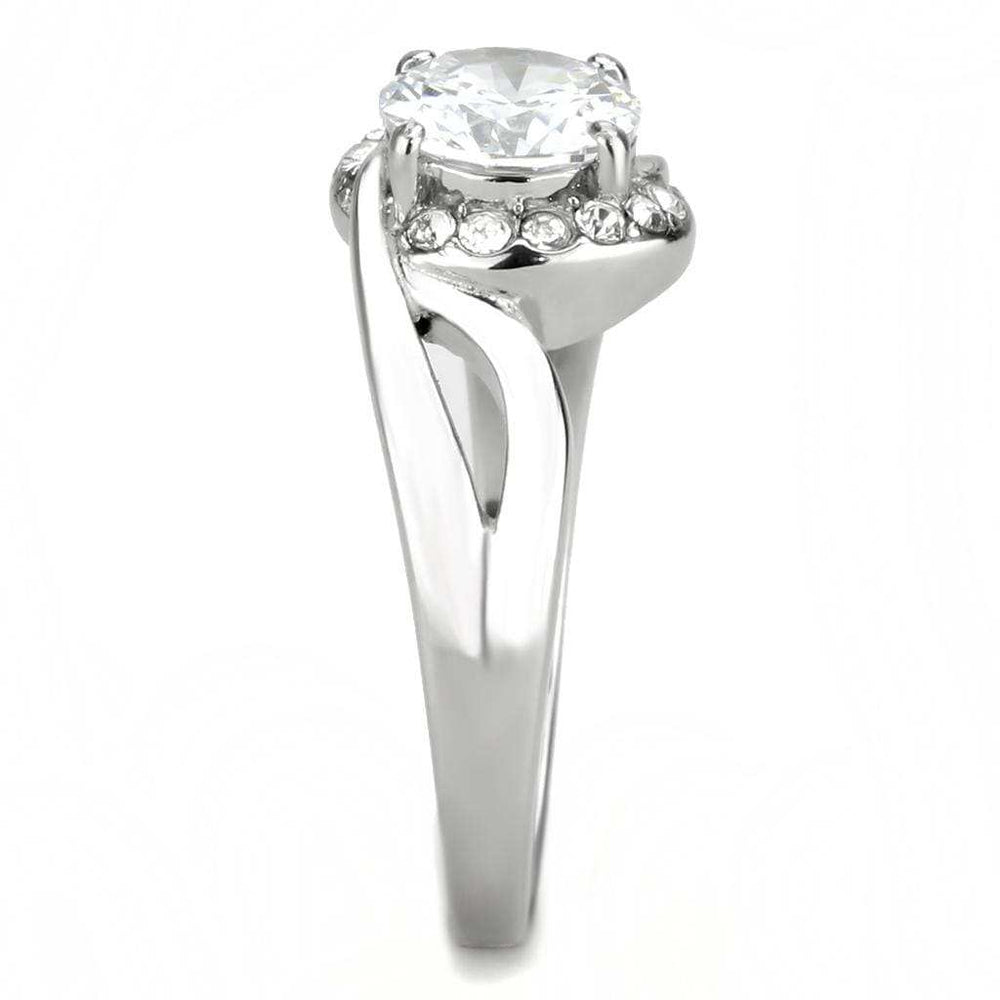 TK3701 - High polished (no plating) Stainless Steel Ring with AAA Grade CZ in Clear - Alamode - Flyclothing LLC
