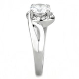TK3701 - High polished (no plating) Stainless Steel Ring with AAA Grade CZ  in Clear - Alamode