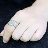 TK3702 - High polished (no plating) Stainless Steel Ring with Top Grade Crystal in Clear - Alamode - Flyclothing LLC