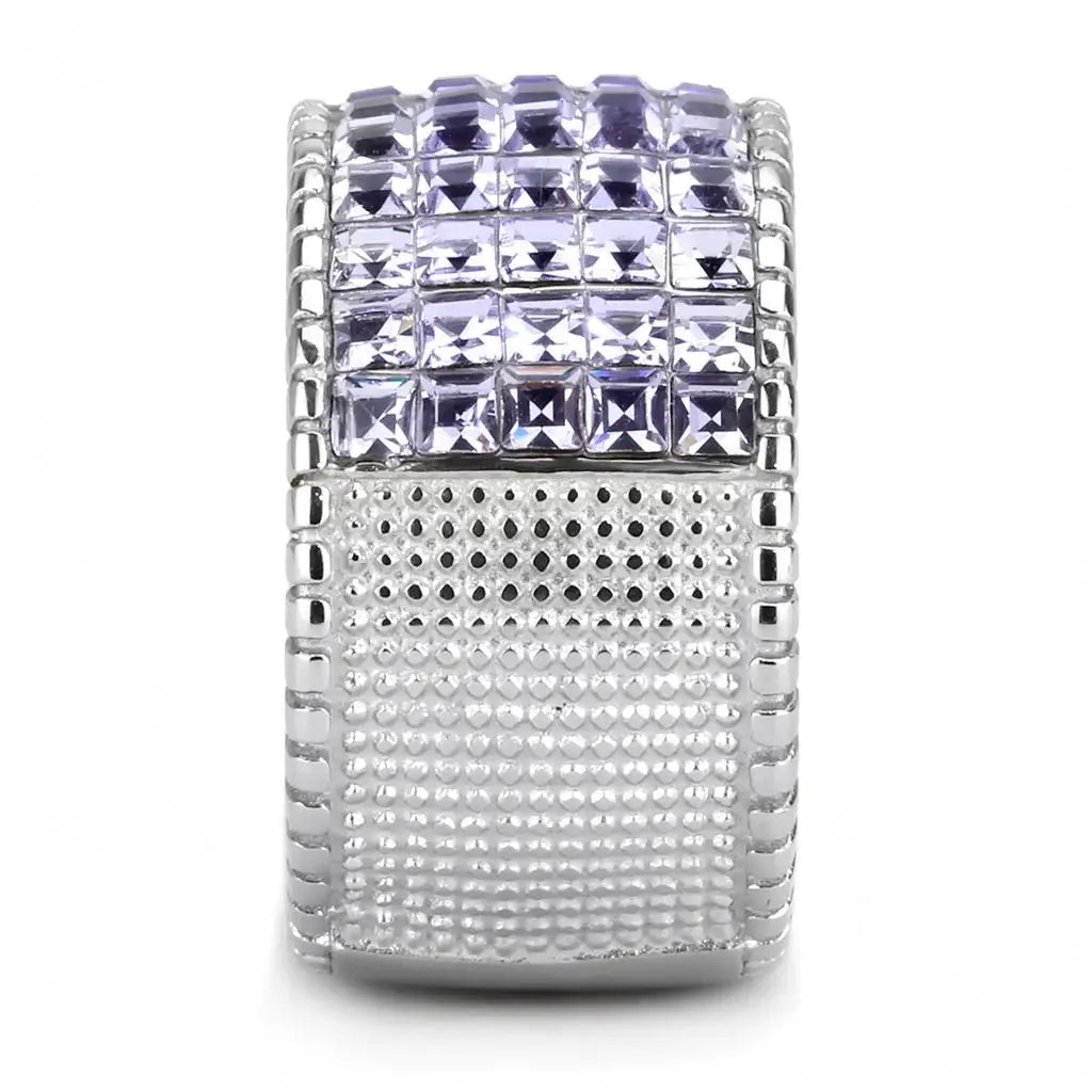 TK3703 - High polished (no plating) Stainless Steel Ring with Top Grade Crystal in Multi Color - Alamode - Flyclothing LLC