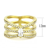 TK3705 - IP Gold(Ion Plating) Stainless Steel Ring with AAA Grade CZ  in Clear - Alamode