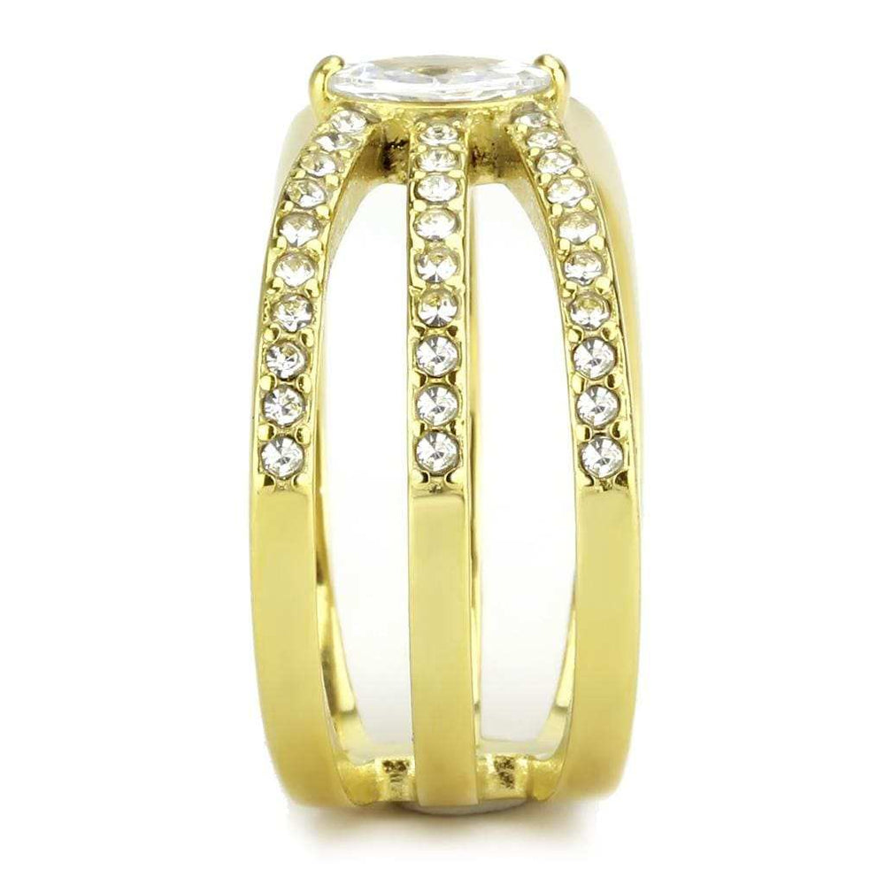 TK3705 - IP Gold(Ion Plating) Stainless Steel Ring with AAA Grade CZ in Clear - Alamode - Flyclothing LLC