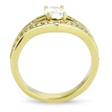 TK3706 - IP Gold(Ion Plating) Stainless Steel Ring with AAA Grade CZ  in Clear - Alamode