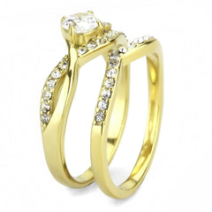 TK3708 - IP Gold(Ion Plating) Stainless Steel Ring with AAA Grade CZ  in Clear