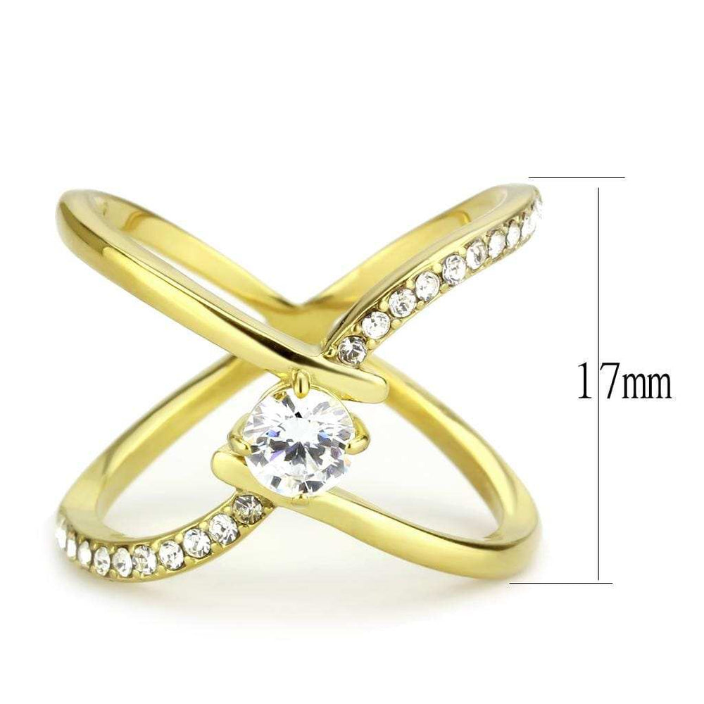 TK3709 - IP Gold(Ion Plating) Stainless Steel Ring with AAA Grade CZ in Clear - Alamode - Flyclothing LLC