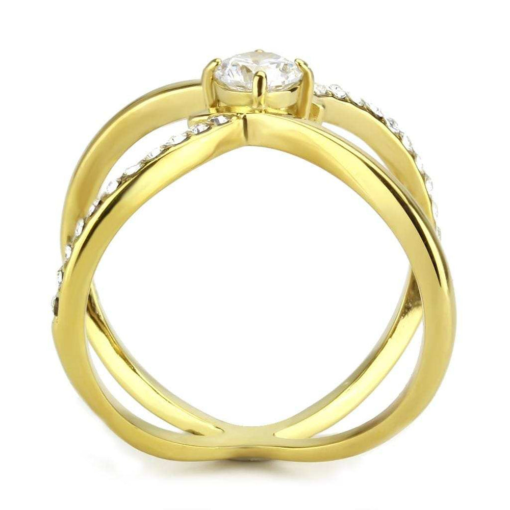 TK3709 - IP Gold(Ion Plating) Stainless Steel Ring with AAA Grade CZ in Clear - Alamode - Flyclothing LLC