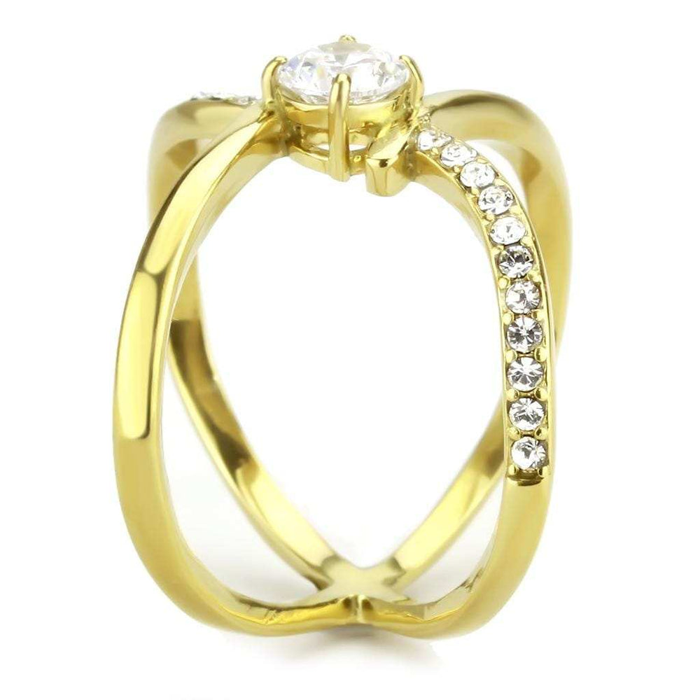 TK3709 - IP Gold(Ion Plating) Stainless Steel Ring with AAA Grade CZ in Clear - Alamode - Flyclothing LLC