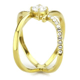 TK3709 - IP Gold(Ion Plating) Stainless Steel Ring with AAA Grade CZ  in Clear - Alamode