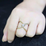 TK3709 - IP Gold(Ion Plating) Stainless Steel Ring with AAA Grade CZ in Clear - Alamode - Flyclothing LLC