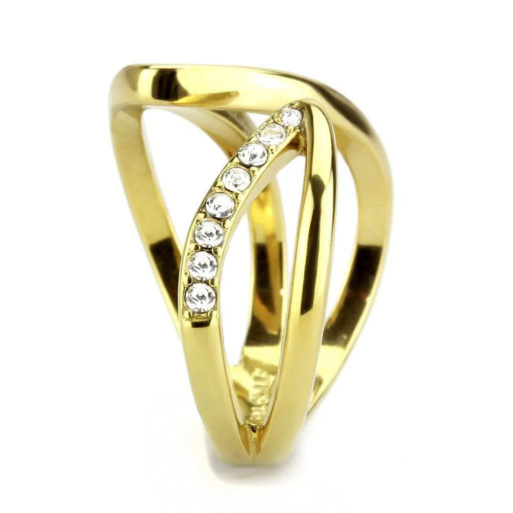TK3710 - IP Gold(Ion Plating) Stainless Steel Ring with Top Grade Crystal in Clear - Alamode - Flyclothing LLC