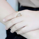 TK3710 - IP Gold(Ion Plating) Stainless Steel Ring with Top Grade Crystal in Clear - Alamode - Flyclothing LLC
