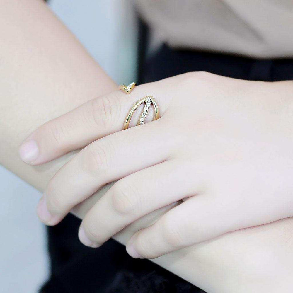 TK3710 - IP Gold(Ion Plating) Stainless Steel Ring with Top Grade Crystal in Clear - Alamode - Flyclothing LLC