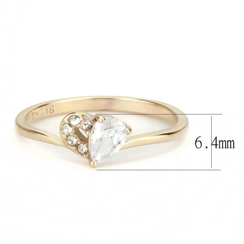 TK3713 - IP Rose Gold(Ion Plating) Stainless Steel Ring with AAA Grade CZ in Clear - Alamode - Flyclothing LLC