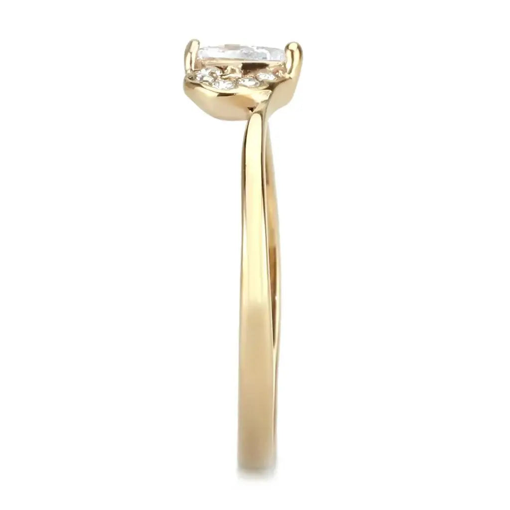 TK3713 - IP Rose Gold(Ion Plating) Stainless Steel Ring with AAA Grade CZ in Clear - Alamode - Flyclothing LLC