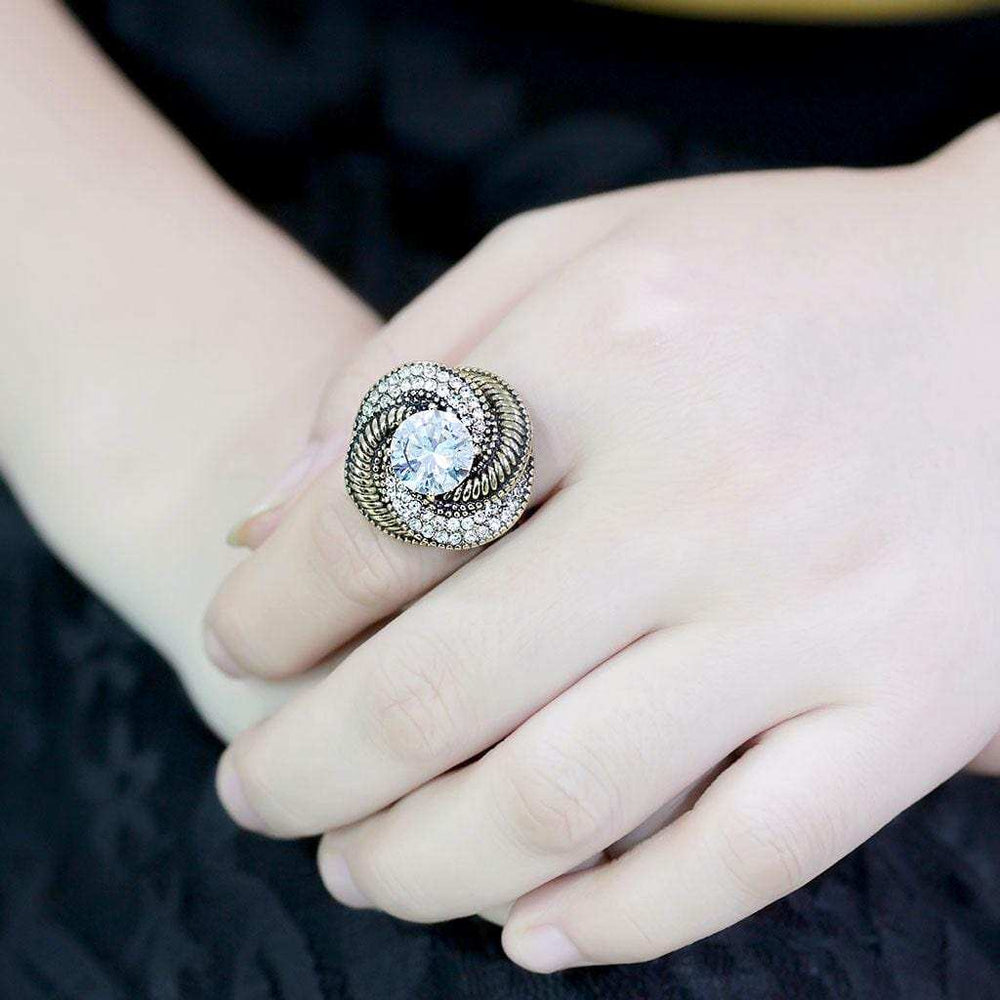 TK3714 - IP Gold(Ion Plating) Stainless Steel Ring with AAA Grade CZ in Clear - Alamode - Flyclothing LLC
