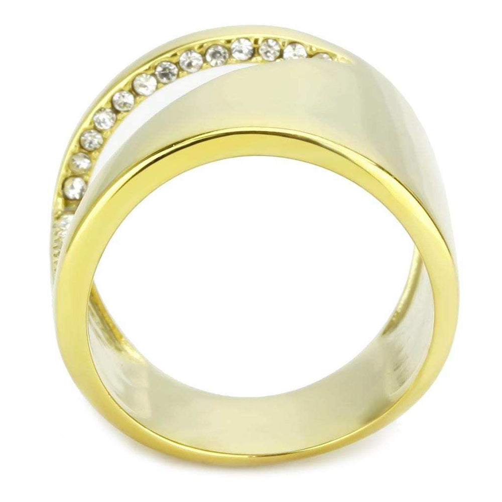 TK3715 - IP Gold(Ion Plating) Stainless Steel Ring with Top Grade Crystal in Clear - Alamode - Flyclothing LLC