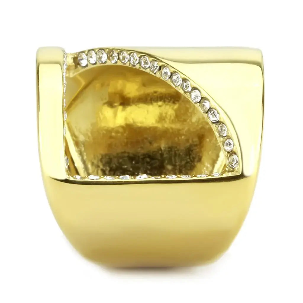 TK3715 - IP Gold(Ion Plating) Stainless Steel Ring with Top Grade Crystal in Clear - Alamode - Flyclothing LLC