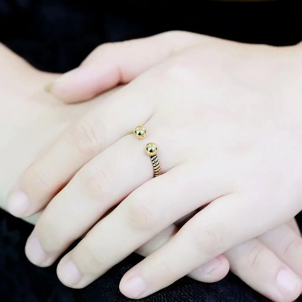 TK3719 - IP Gold(Ion Plating) Stainless Steel Ring with No Stone - Alamode - Flyclothing LLC