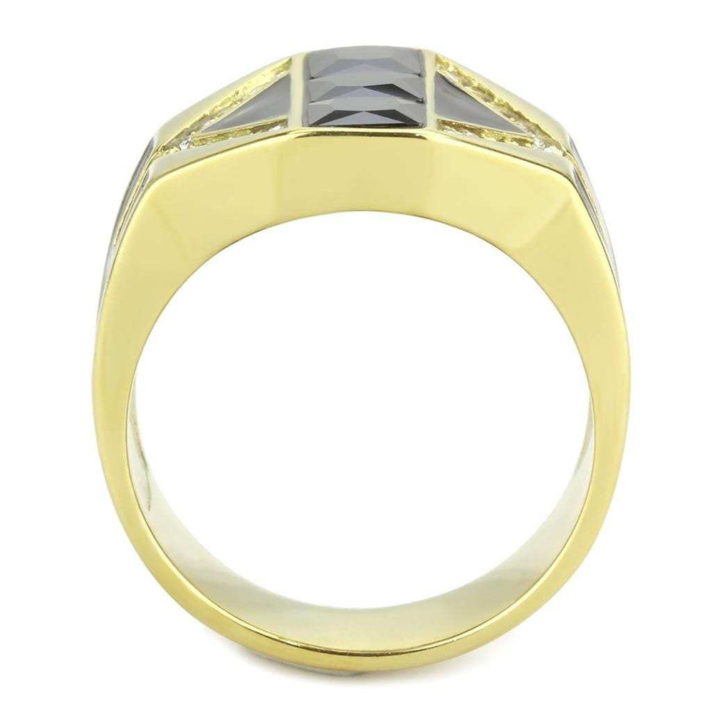 TK3721 - IP Gold(Ion Plating) Stainless Steel Ring with AAA Grade CZ in Black Diamond - Alamode - Flyclothing LLC