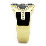TK3721 - IP Gold(Ion Plating) Stainless Steel Ring with AAA Grade CZ in Black Diamond - Alamode - Flyclothing LLC