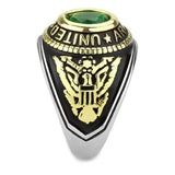 TK3724 - Two-Tone IP Gold (Ion Plating) Stainless Steel Ring with Synthetic Synthetic Glass in Emerald - Alamode - Flyclothing LLC