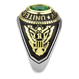 TK3724 - Two-Tone IP Gold (Ion Plating) Stainless Steel Ring with Synthetic Synthetic Glass in Emerald - Alamode - Flyclothing LLC