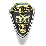 TK3725 - Two-Tone IP Gold (Ion Plating) Stainless Steel Ring with Synthetic Synthetic Glass in Sea Blue - Alamode - Flyclothing LLC