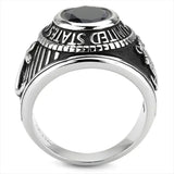TK3727 - High polished (no plating) Stainless Steel Ring with Synthetic Synthetic Glass in Montana - Alamode - Flyclothing LLC