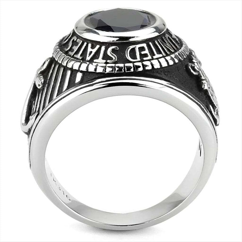 TK3727 - High polished (no plating) Stainless Steel Ring with Synthetic Synthetic Glass in Montana - Alamode - Flyclothing LLC