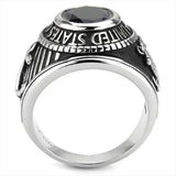TK3727 - High polished (no plating) Stainless Steel Ring with Synthetic Synthetic Glass in Montana - Alamode