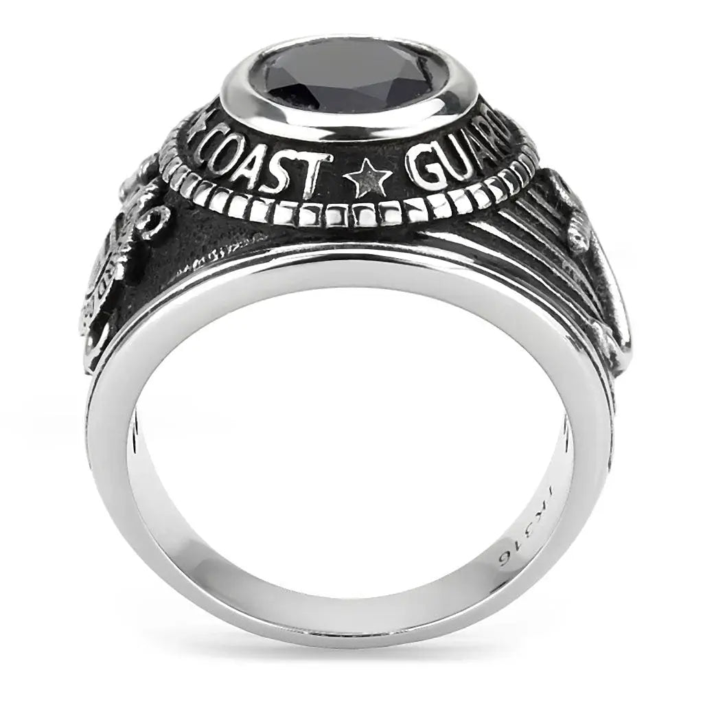 TK3727 - High polished (no plating) Stainless Steel Ring with Synthetic Synthetic Glass in Montana - Alamode - Flyclothing LLC