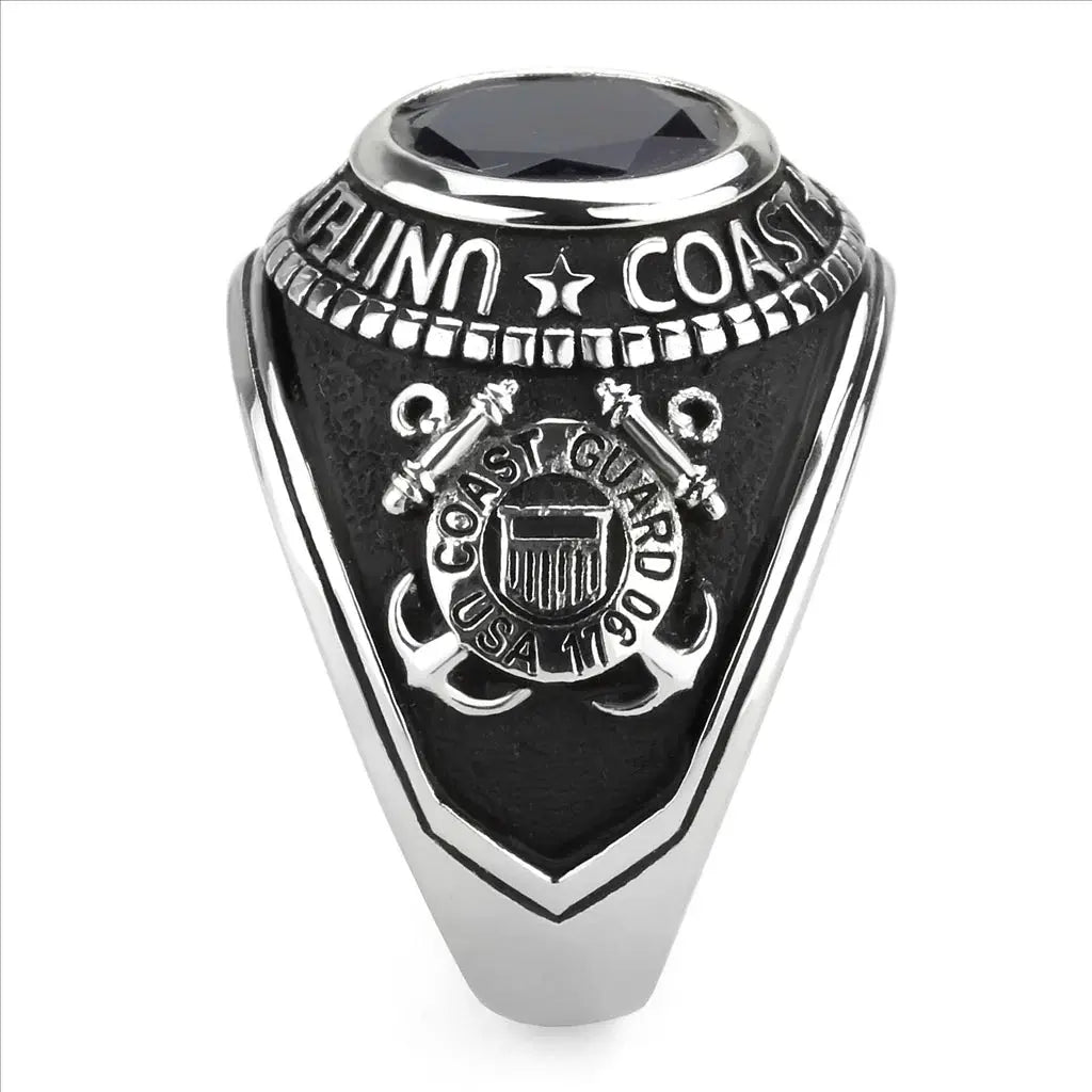 TK3727 - High polished (no plating) Stainless Steel Ring with Synthetic Synthetic Glass in Montana - Alamode - Flyclothing LLC
