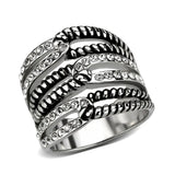 TK3733 High polished Stainless Steel Ring with Top Grade Crystal in Clear - Alamode - Flyclothing LLC