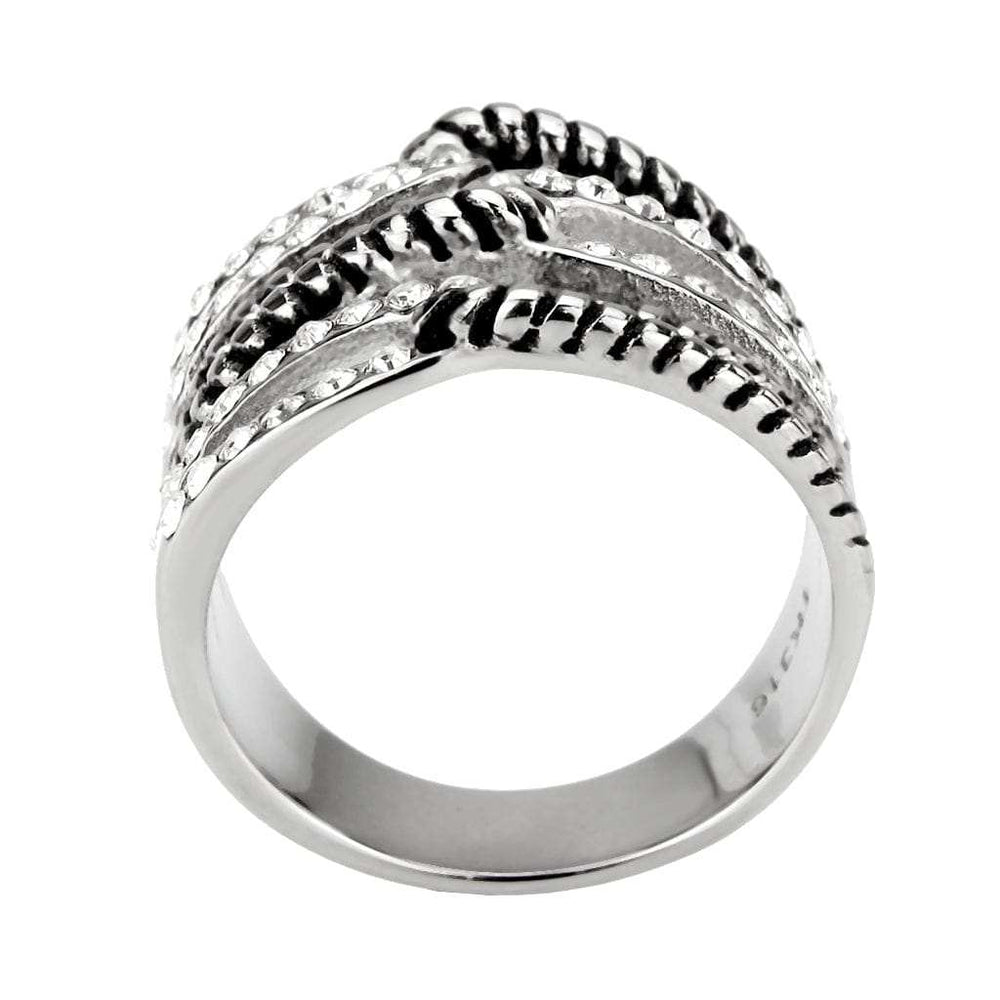 TK3733 High polished Stainless Steel Ring with Top Grade Crystal in Clear - Alamode - Flyclothing LLC