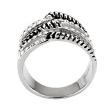 TK3733 High polished Stainless Steel Ring with Top Grade Crystal in Clear - Alamode