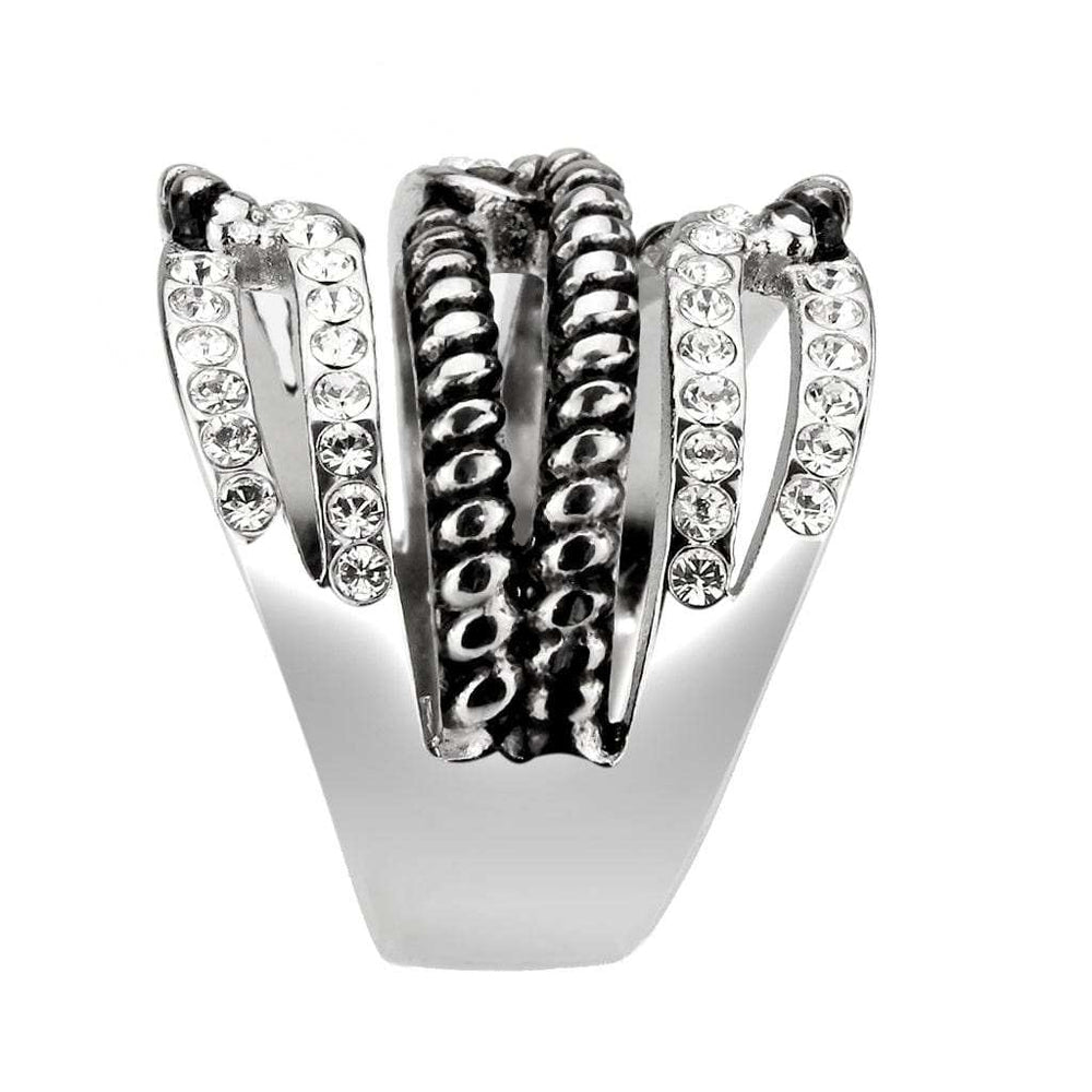 TK3733 High polished Stainless Steel Ring with Top Grade Crystal in Clear - Alamode - Flyclothing LLC