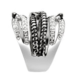 TK3733 High polished Stainless Steel Ring with Top Grade Crystal in Clear - Alamode