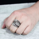 TK3733 High polished Stainless Steel Ring with Top Grade Crystal in Clear - Alamode - Flyclothing LLC