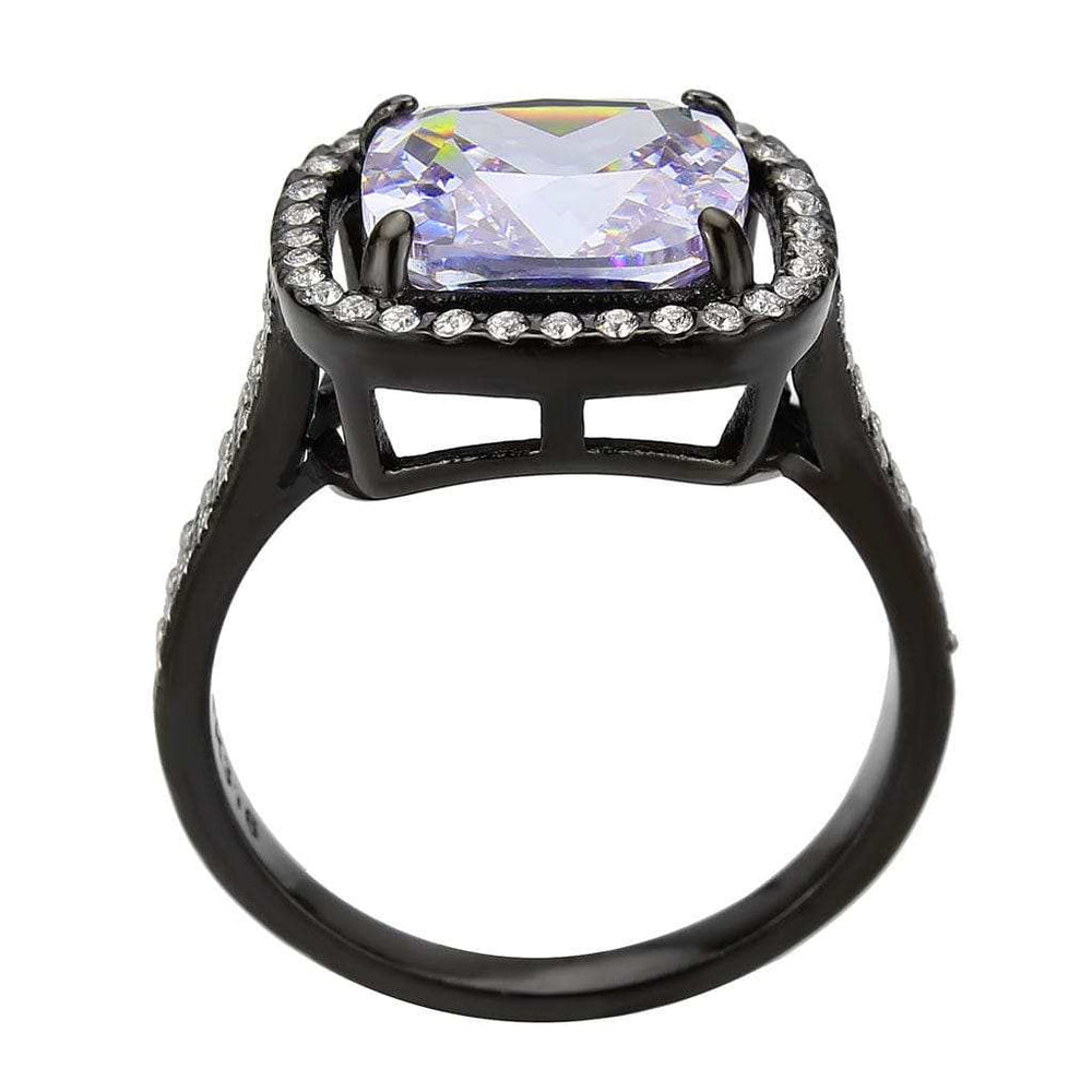 TK3734 IP Black Stainless Steel Ring with AAA Grade CZ in Light Amethyst - Alamode - Flyclothing LLC