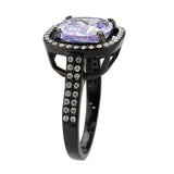 TK3734 IP Black Stainless Steel Ring with AAA Grade CZ in Light Amethyst - Alamode