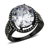 TK3735 IP Black Stainless Steel Ring with AAA Grade CZ in Clear - Alamode - Flyclothing LLC