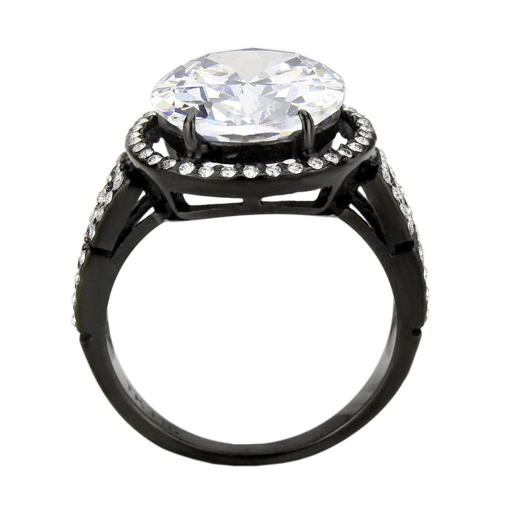 TK3735 IP Black Stainless Steel Ring with AAA Grade CZ in Clear - Alamode - Flyclothing LLC