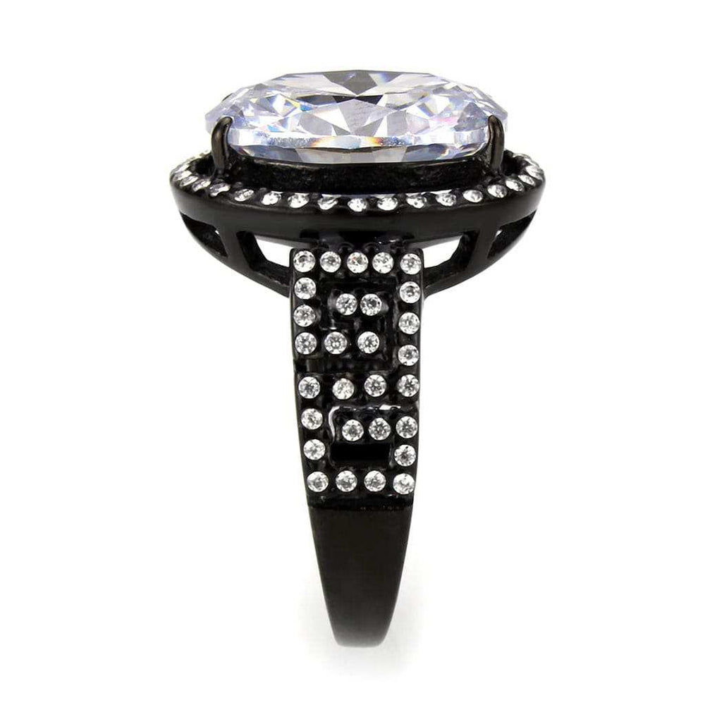 TK3735 IP Black Stainless Steel Ring with AAA Grade CZ in Clear - Alamode - Flyclothing LLC