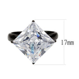 TK3736 IP Black  Stainless Steel Ring with AAA Grade CZ in Clear