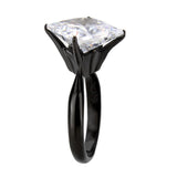 TK3736 IP Black  Stainless Steel Ring with AAA Grade CZ in Clear - Alamode