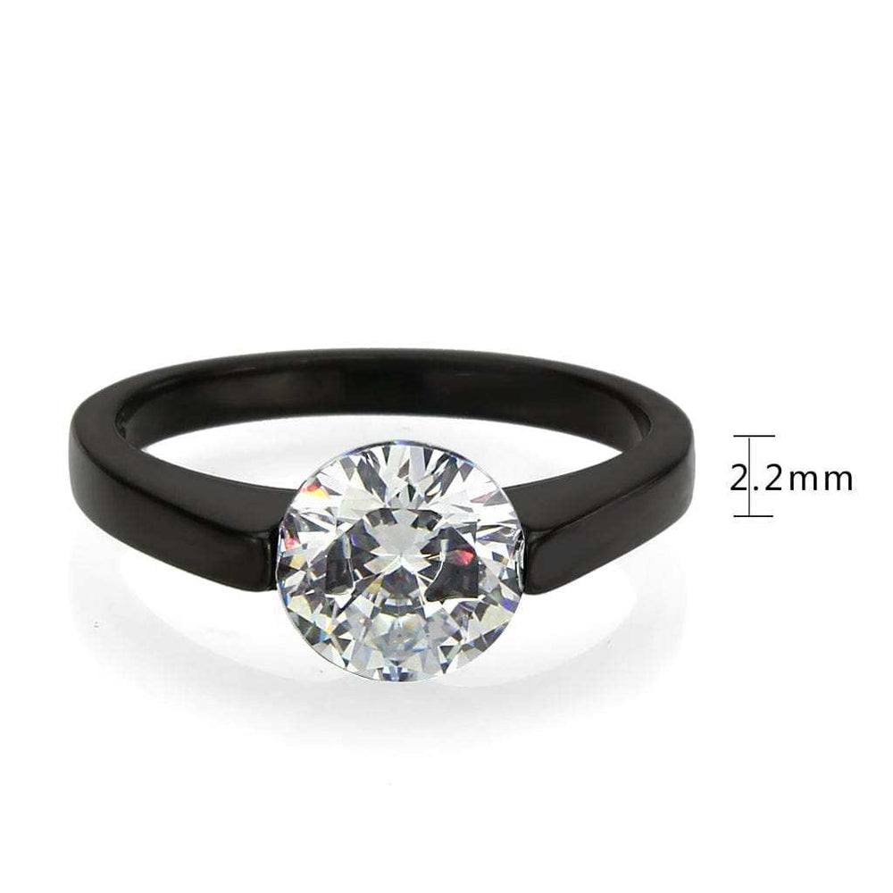 TK3737 - IP Black Stainless Steel Ring with AAA Grade CZ in Clear - Alamode - Flyclothing LLC